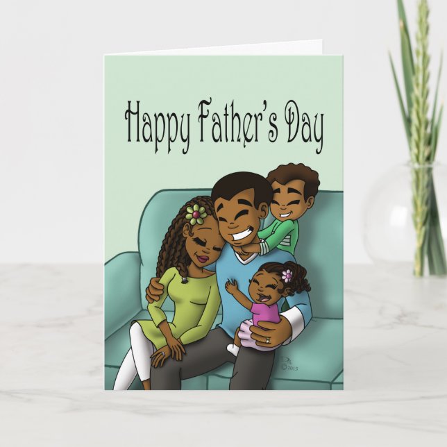 Black Family Father's Day Card (Front)