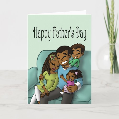 Black Family Fathers Day Card