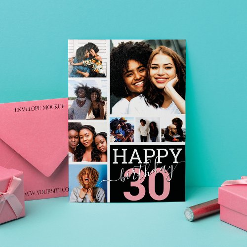 Black Family Friends Photo Collage Happy Birthday Card