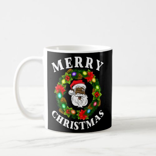 Black Family Merry Christmas Wreath African Americ Coffee Mug