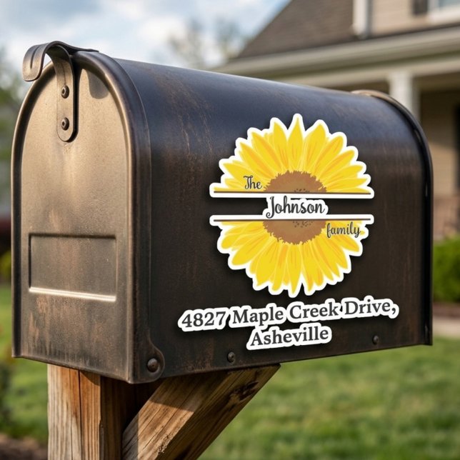 Black Family Name & Address Mailbox Personalized Sticker (Creator Uploaded)