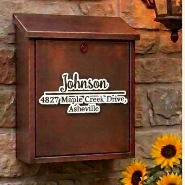 Black Family Name & Address Mailbox Personalized Sticker (Creator Uploaded)