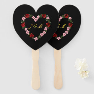Black fan with a pink and red heart, lot 10