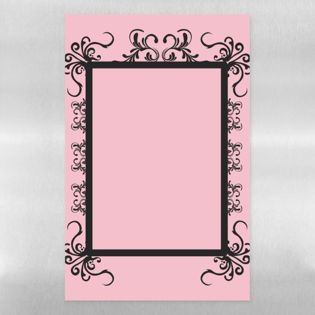 Black Fancy Frame on Pink Magnetic Dry Erase Sheet (Vertical)