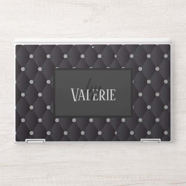 Black Fancy Quilted HP Laptop Skin (Front)