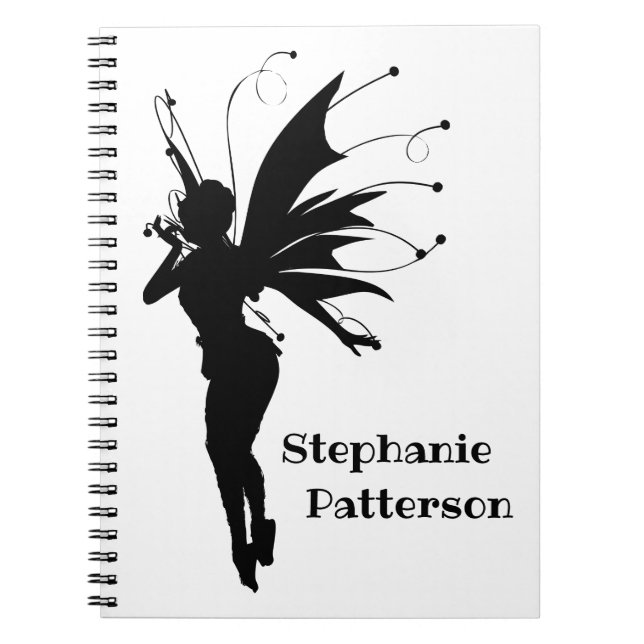 Black Fantasy Fairy Silhouette Custom Notebook (Front)