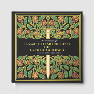 Black Fantasy Royal Medieval Sword Wedding Foil Guest Book