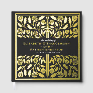 Black Fantasy Royal Medieval Sword Wedding Foil Guest Book