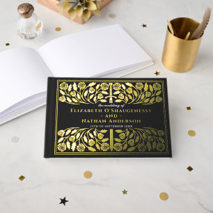 Black Fantasy Royal Medieval Sword Wedding Foil Guest Book