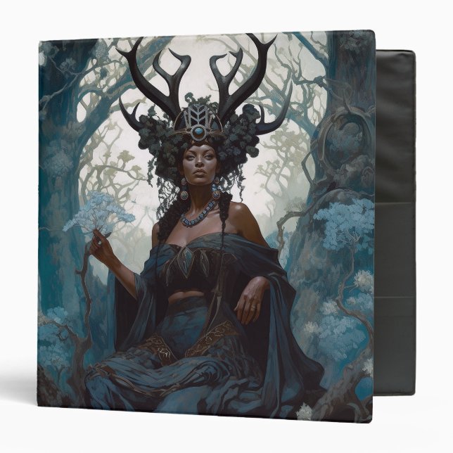 Black Fantasy Sorceress Magic Fantasy 3 Ring Binder (Front/Inside)