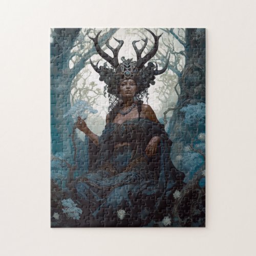 Black Fantasy Sorceress Magic Fantasy Jigsaw Puzzle