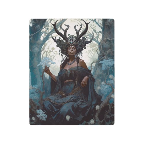 Black Fantasy Sorceress Magic Fantasy Metal Print