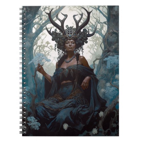 Black Fantasy Sorceress Magic Fantasy Notebook