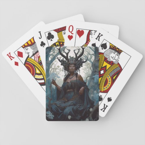 Black Fantasy Sorceress Magic Fantasy Poker Cards