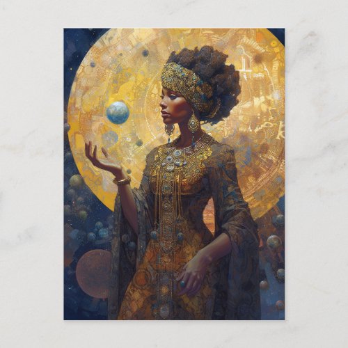 Black Fantasy Sorceress Magic Fantasy Postcard