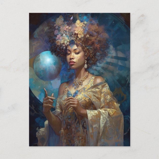 Black Fantasy Sorceress Magic Fantasy Postcard (Front)