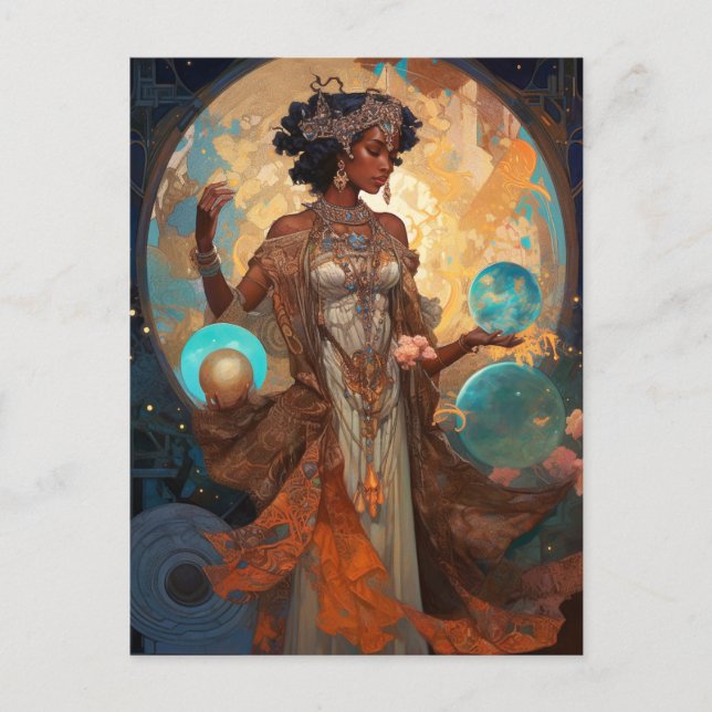 Black Fantasy Sorceress Magic Fantasy Postcard (Front)