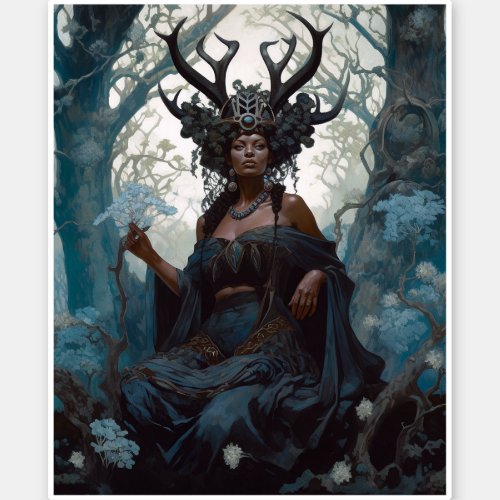 Black Fantasy Sorceress Magic Fantasy Sticker