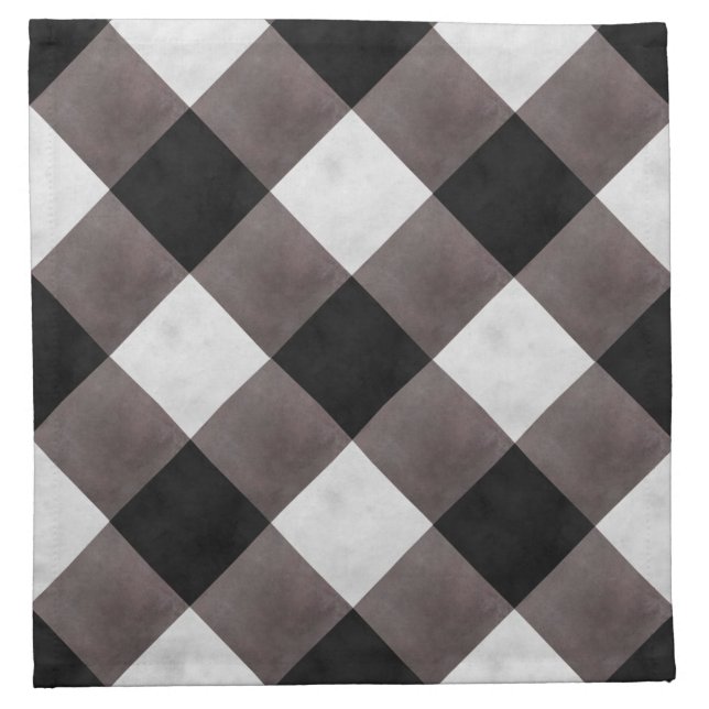 Black Farmhouse Buffalo Plaid Check Patterned Cloth Napkin (Front)