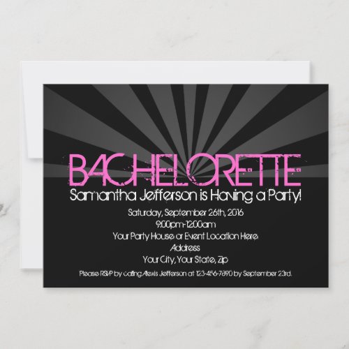Black Fashion Lights Bachelorette Party Invitation