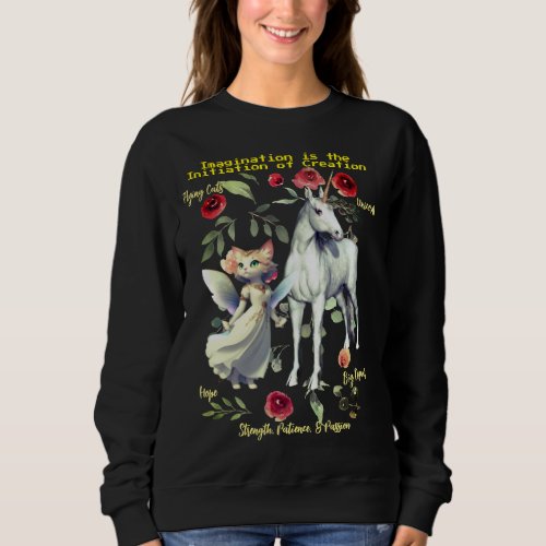 Black Fashionable Trendy Unicorn Cats  Sweatshirt