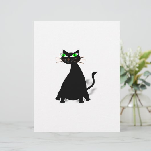 Black Fat Cat With Green Eyes (Standing Front)