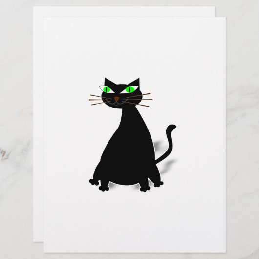 Black Fat Cat With Green Eyes (Front/Back)