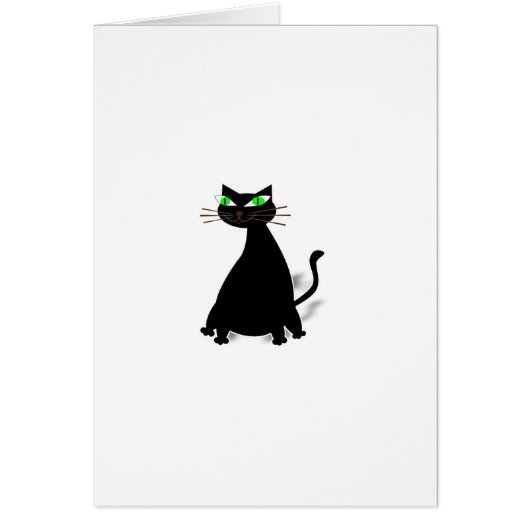 Black Fat Cat With Green Eyes Cards (Front)