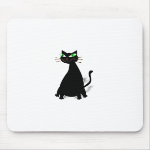 Black Fat Cat With Green Eyes Mouse Pad