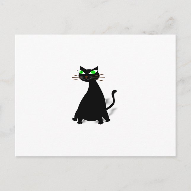 Black Fat Cat With Green Eyes Postcard (Front)