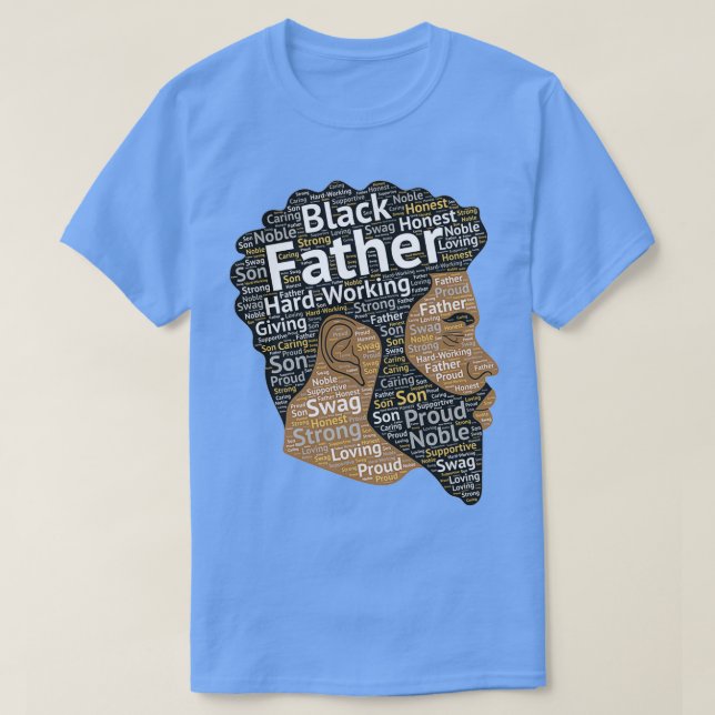 Black Father African American Words in Afro Hair T-Shirt (Design Front)