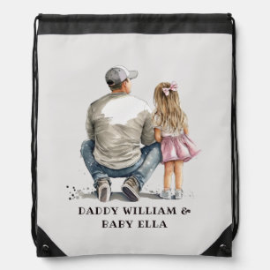 Black Father and Daughter Bond (10) Drawstring Bag