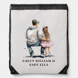 Black Father and Daughter Bond (12) Drawstring Bag