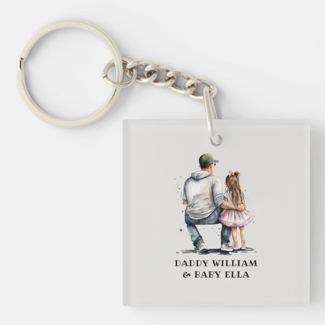 Black Father and Daughter Bond (12) Keychain (Front)