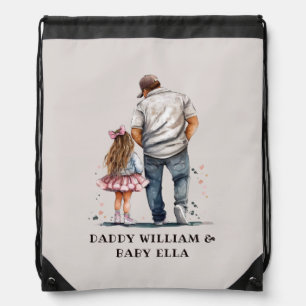 Black Father and Daughter Bond (14) Drawstring Bag