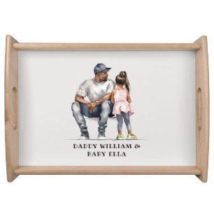 Black Father and Daughter Bond (3) Serving Tray