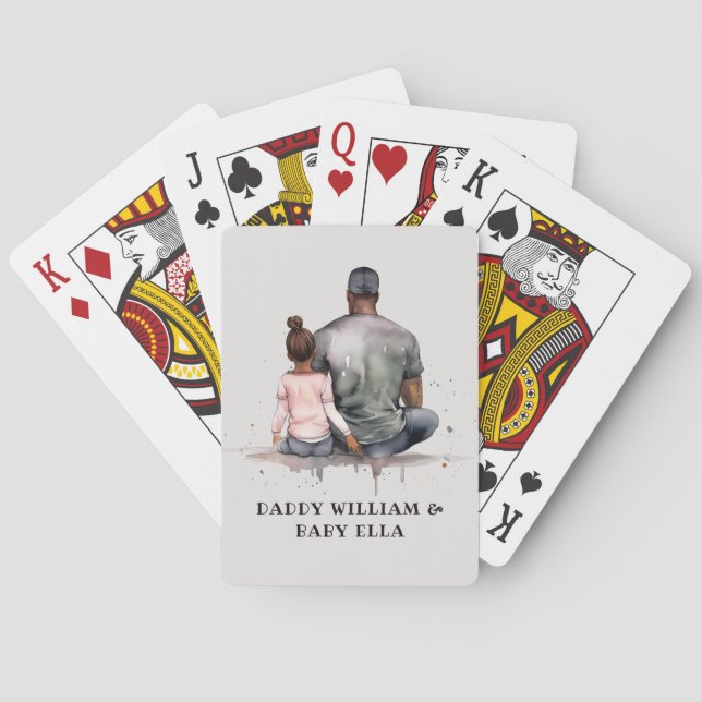 Black Father and Daughter Bond (4) Poker Cards (Back)