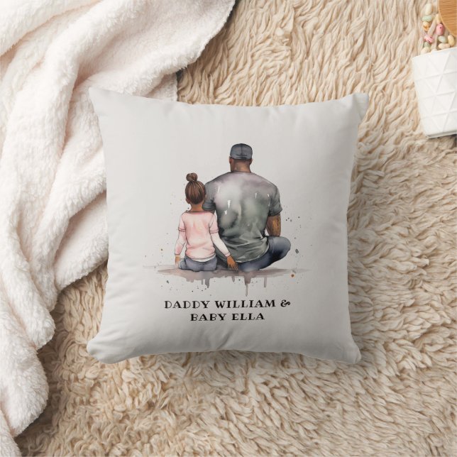 Black Father and Daughter Bond (4) Throw Pillow (Blanket)