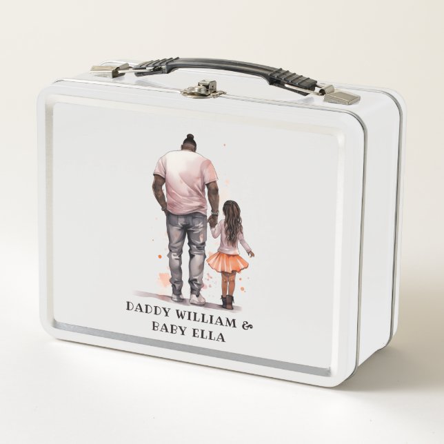 Black Father and Daughter Bond (5) Metal Lunch Box (Front)