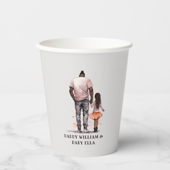Black Father and Daughter Bond (5) Paper Cups (Front)
