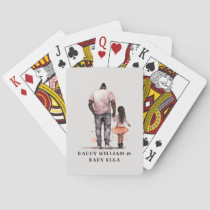 Black Father and Daughter Bond (5) Poker Cards
