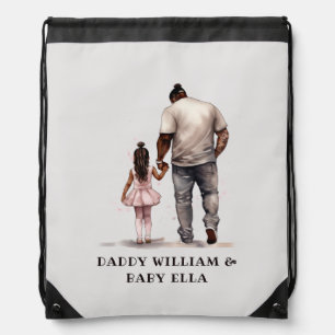 Black Father and Daughter Bond (6) Drawstring Bag