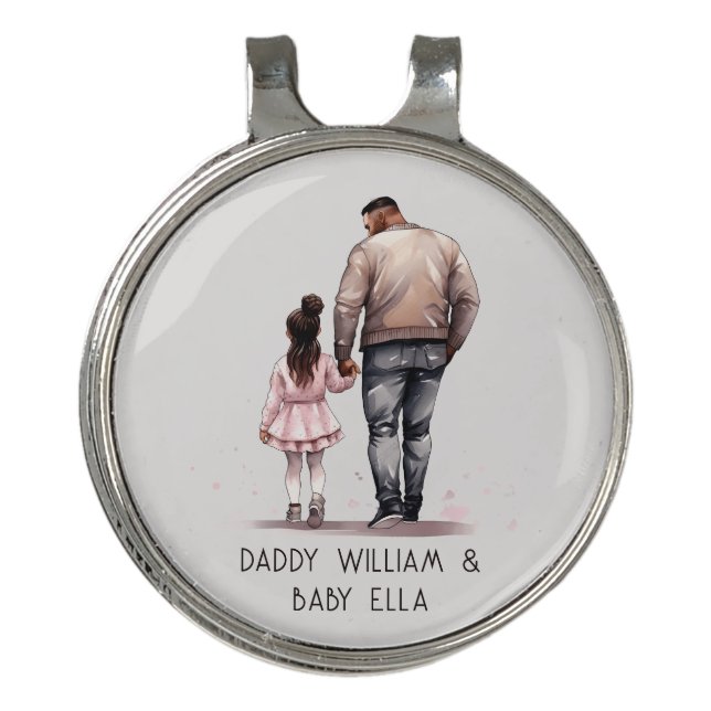 Black Father and Daughter Bond (7) Golf Hat Clip (Front)