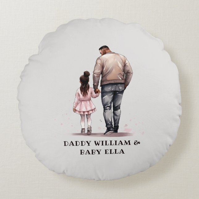 Black Father and Daughter Bond (7) Round Pillow (Front)