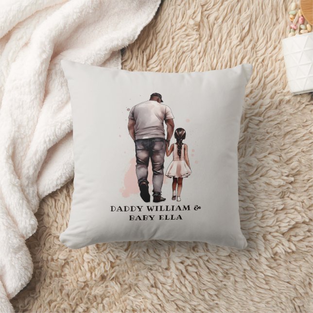 Black Father and Daughter Bond (8) Throw Pillow (Blanket)