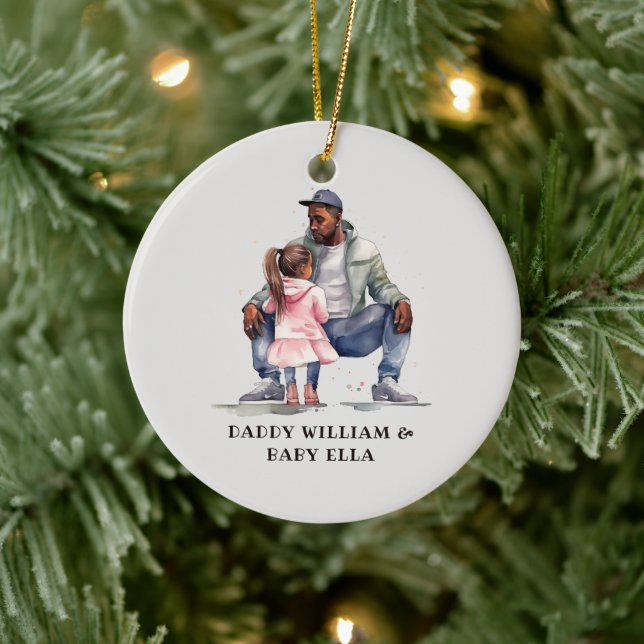 Black Father and Daughter Bond Ceramic Ornament (Tree)