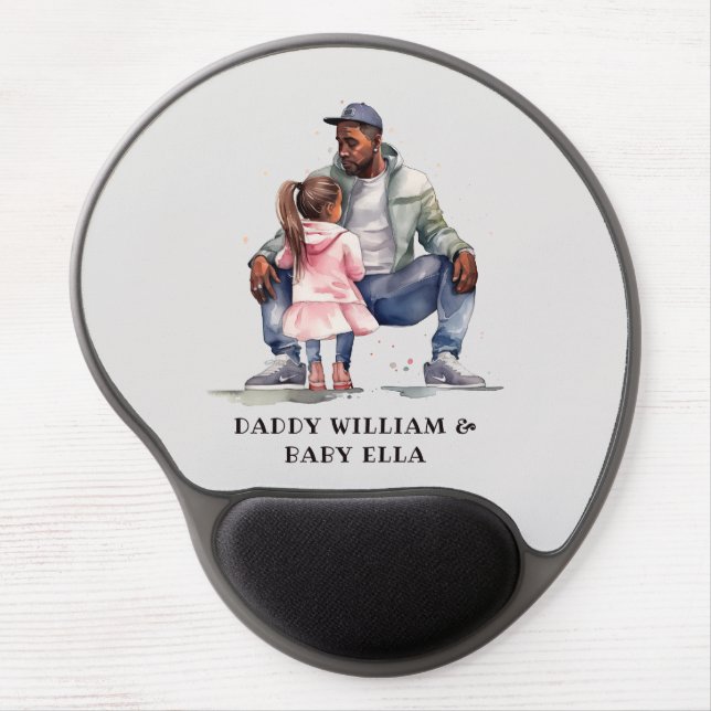 Black Father and Daughter Bond Gel Mouse Pad (Front)