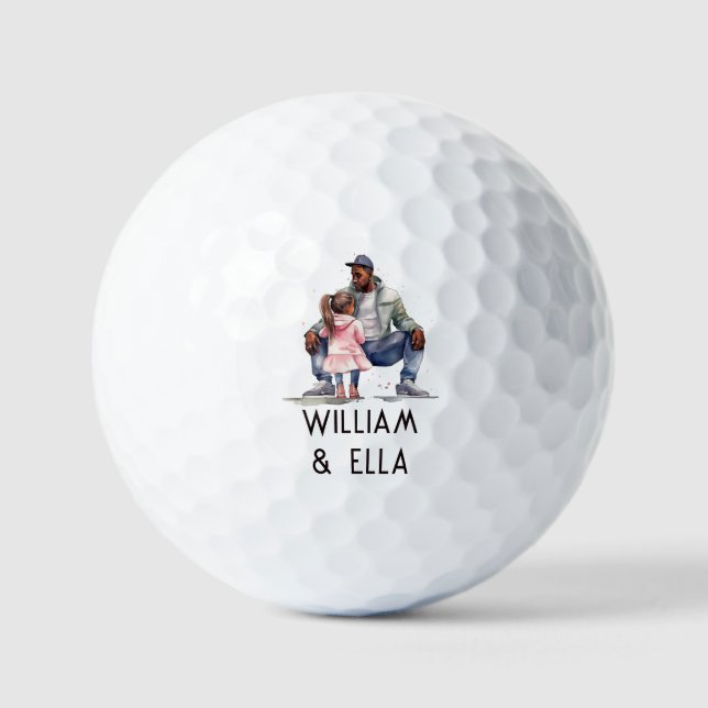 Black Father and Daughter Bond Golf Balls (Front)