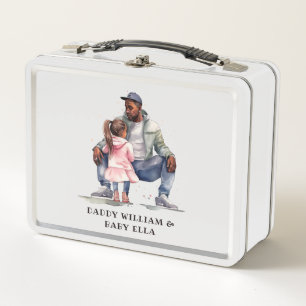 Black Father and Daughter Bond Metal Lunch Box