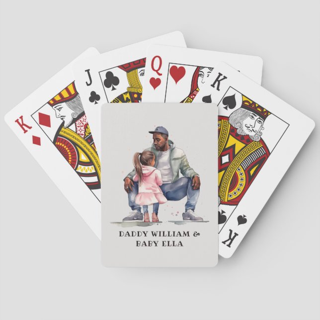 Black Father and Daughter Bond Poker Cards (Back)
